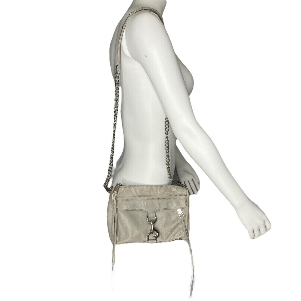 Rebecca Minkoff Mini MAC‎ Crossbody Bag Gray Leather Chain Purse Handbag